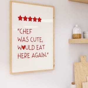 Aesthetic Kitchen Decor, Cute Cooking Art, Kitchen Wall Art Print, Minimalist Heart Print, Gray Chef Art Print, Digital Download 1 Print