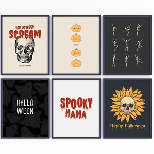 Set di 6 stampe decorative per Halloween, stampe di Halloween, set di decorazioni murali per Halloween, decorazioni murali alla moda per Halloween, decorazioni spettrali per Halloween