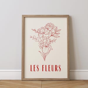 Les Fleurs Poster: Retro Botanical Flower Print (Digital Download)