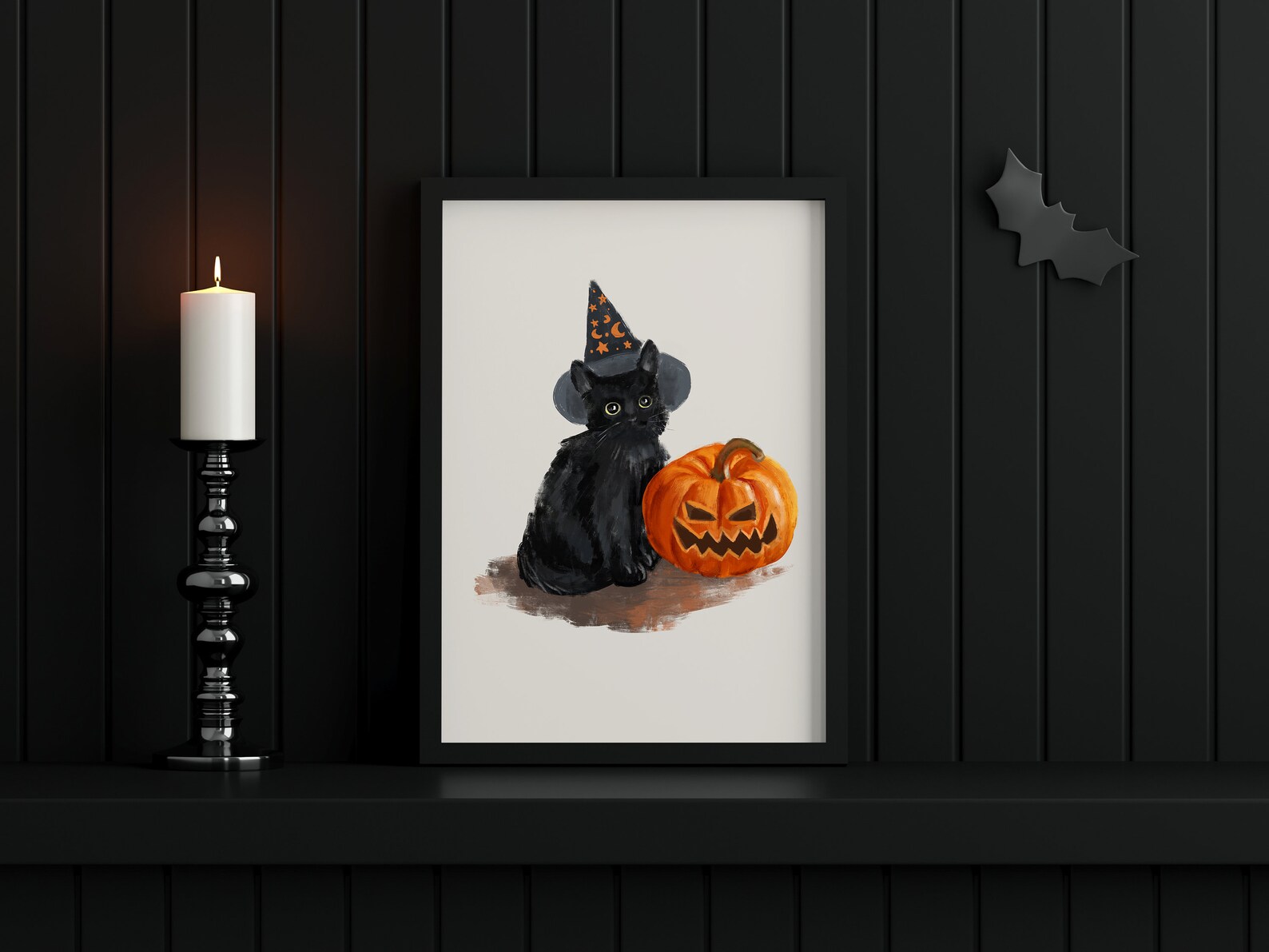 Vintage Halloween Print: Black Cat & Pumpkin Poster (digital Download ...