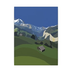 Lauterbrunnen Valley canvas print of painting from my original photograph Landscape Canvas Print, Unique Wall Art, Gift for Nature Lover