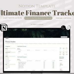 Notion Template Personal Finance Tracker Budget Tracker, Income and Expense Tracker Notion Template,Notion Finance Tracker,Financial Planner