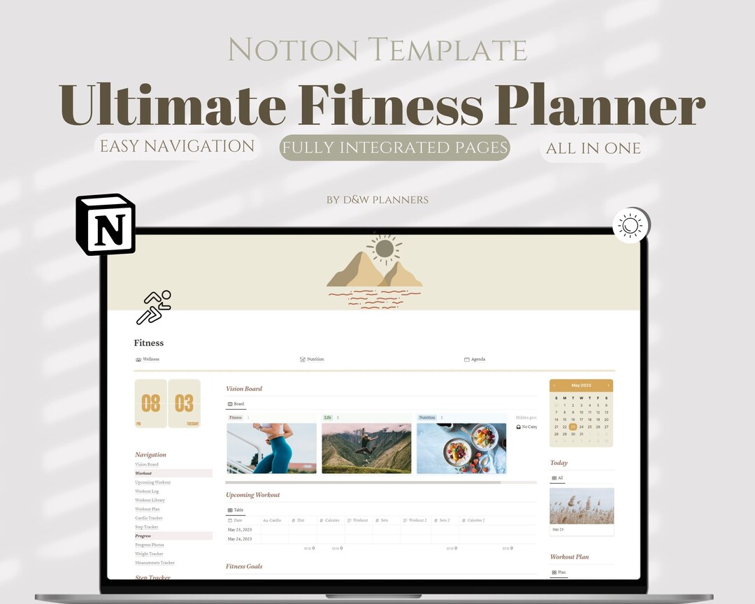 Notion Template Fitness Planner Weight Loss Planner Gym Journal ...