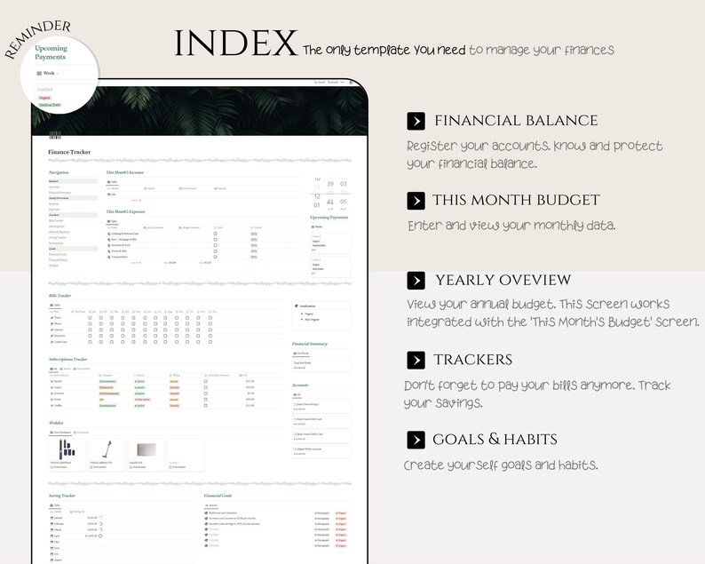 Notion Template Personal Finance Tracker Budget Tracker - Etsy