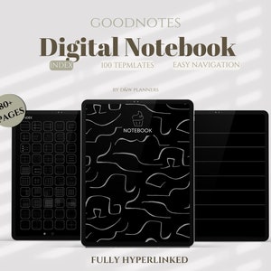Digital Note Paper Dark Mode, Digital Notes, Note Paper, Lined, Grid, Dotted, Blank, Schedule Note Templates, Digital Notebook with Tabs