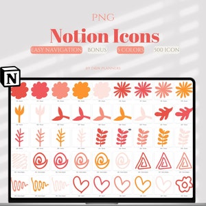 Notion Icons, Grapefruit Edition, Notion Template Icons, Planner Icons, Notion Dashboard Icons, Notion Aesthetic, Notion Covers