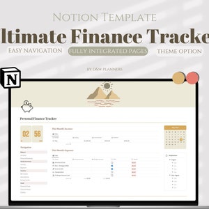 Notion Vorlage Persönlicher Finanz Tracker Budget Tracker, Haushaltsplaner für Einnahmen und Ausgaben