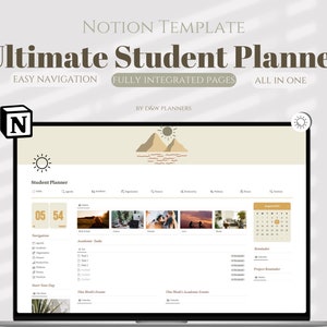 Extended Student Planner Notion Template  Academic Planner Notion Dashboard College Planner Study Assignment Tracker Notion Homework Tracker
