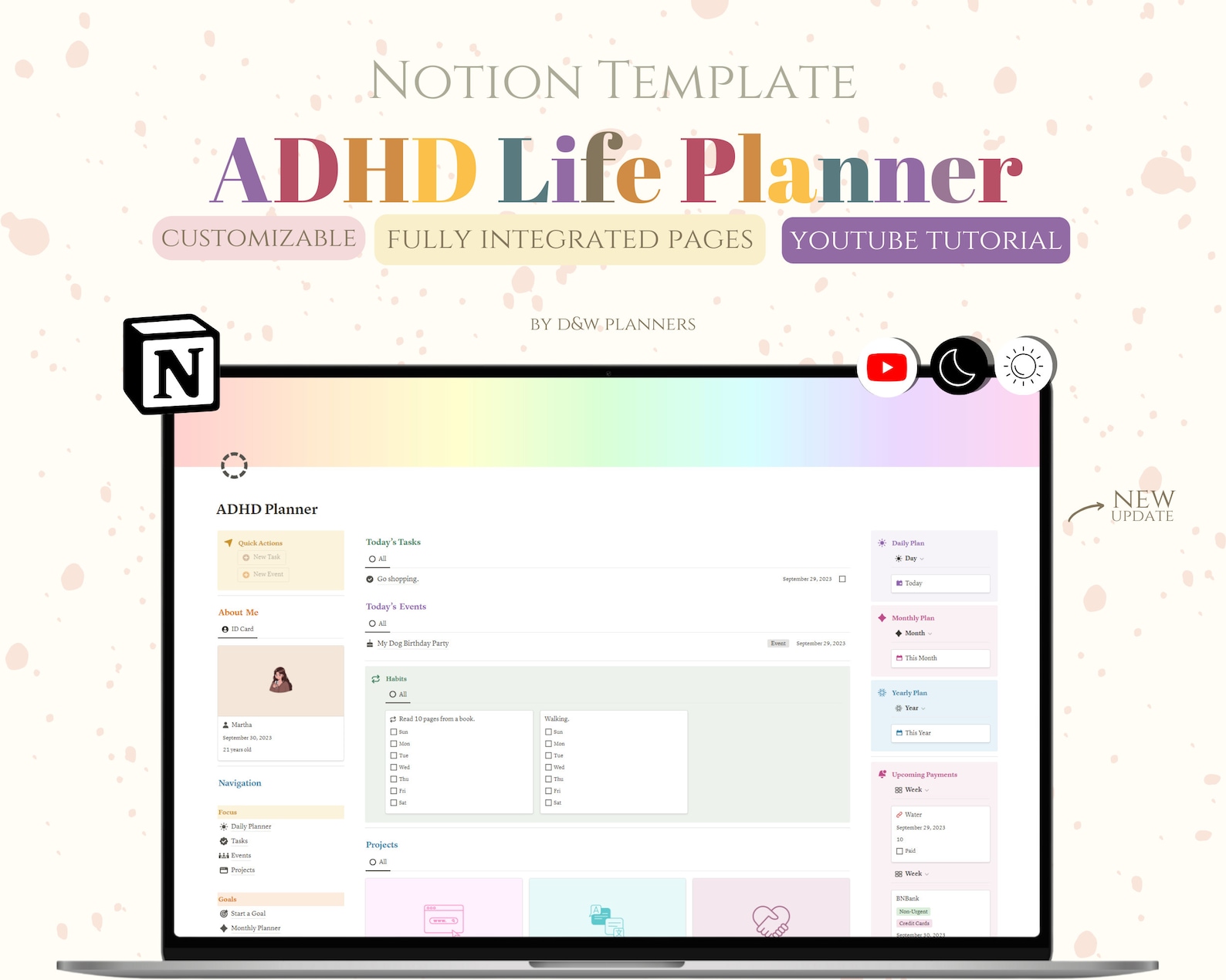 Notion Template ADHD Life Planner, Notion Dashboard, ADHD Life Planner Notion Template ADHD Life Planner, Notion Dashboard, ADHD Life Planner
