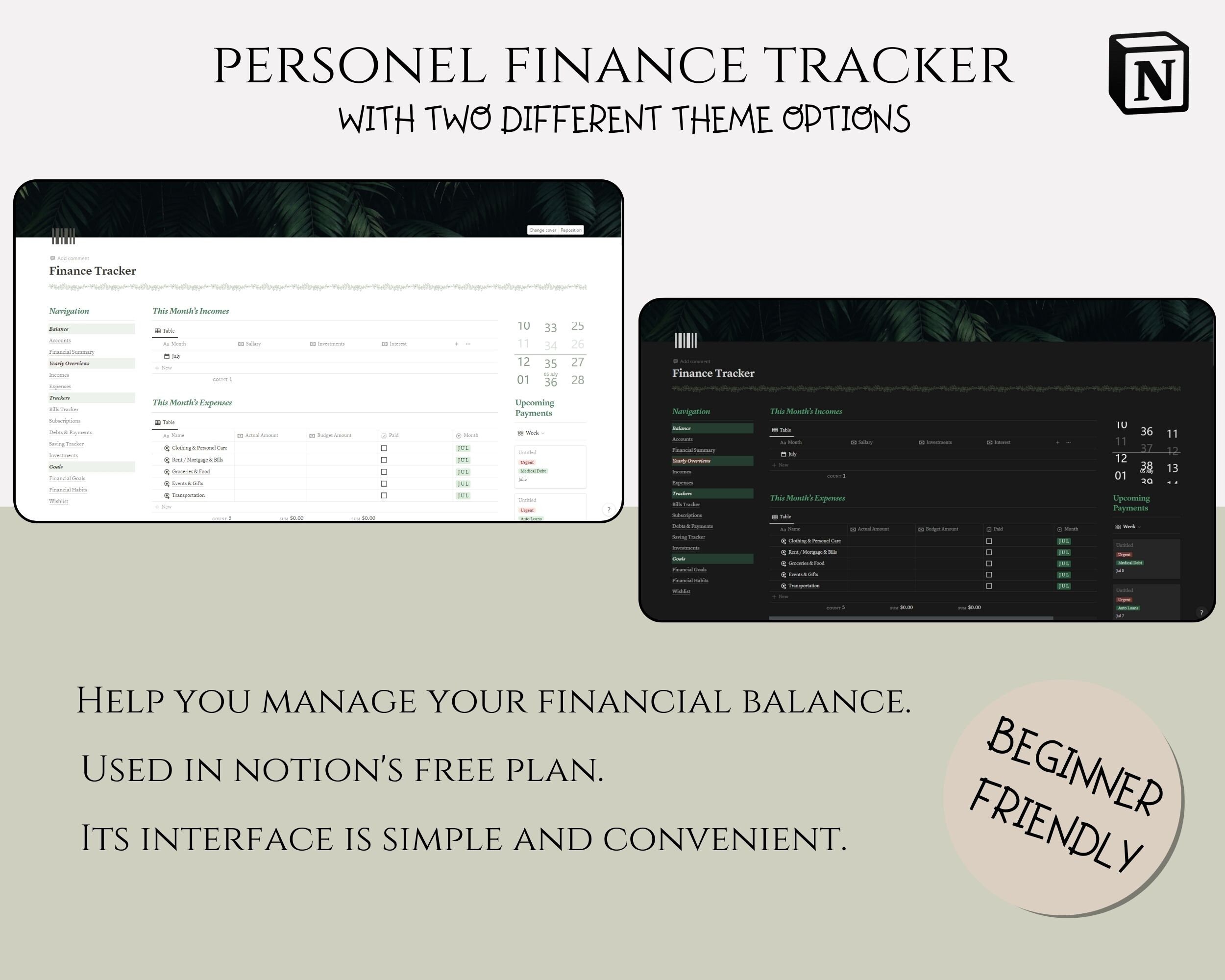 Notion Template Personal Finance Tracker Budget Tracker, Income and ...