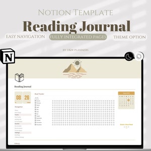 Reading Planner Notion Template ,Reading Journal Dark Mode, Notion Reading Tracker, Book Tracker, Notion Book Log, Notion Reading Hub