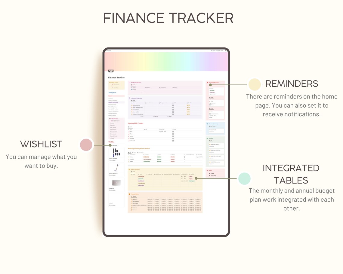 Notion Template Personal Finance Tracker Budget Tracker - Etsy