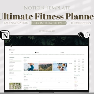 Notion Template Fitness Planner Weight Loss Planner Gym Journal, Fitness Tracker Workout Plan, Notion Dashboard Self Care Wellness Health