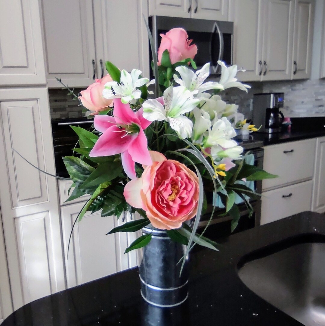 Stargazer Lilies Silk Flowers Arrangement/mother's Day Etsy