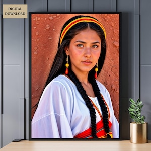 Berber Amazigh Woman Poster | Amazigh Woman Illustration | Moroccan Wall Decor | Printable Art Download | Berber Wall Art Poster