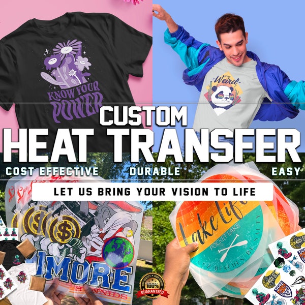 Custom Heat Transfer Designs Ready To Press - Your Logo or Design - Multi-substrate - Convenient