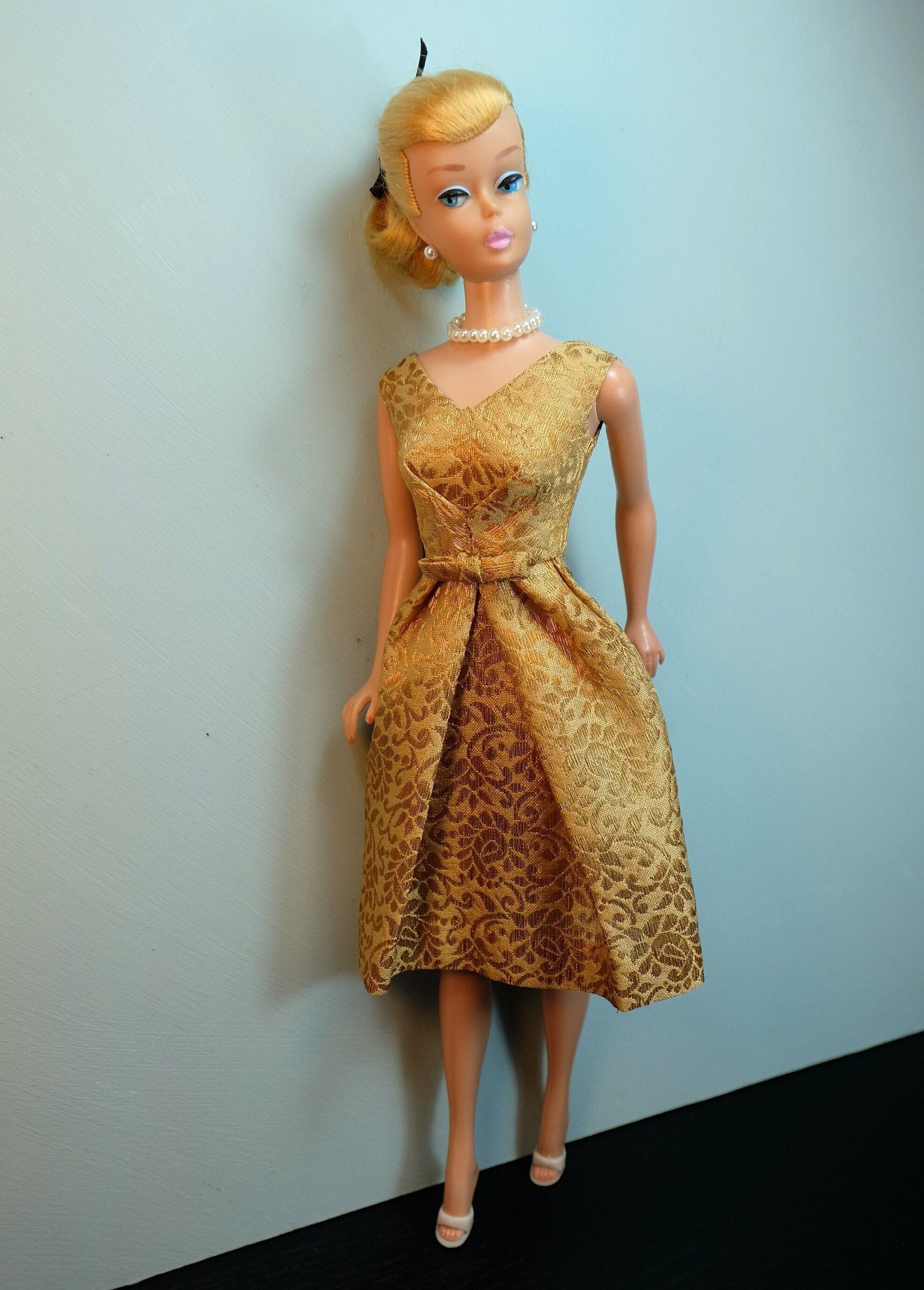 Vintage Barbie Gold Brocade Campus Belle Dress Handmade - Etsy