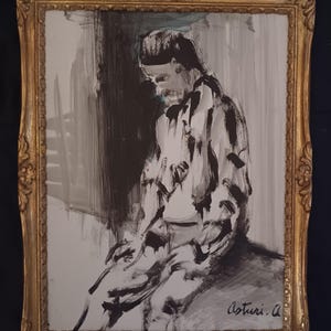 Antonio Asturi ( Vico Equense 1904-1986), dipinto tecnica mista su carta
