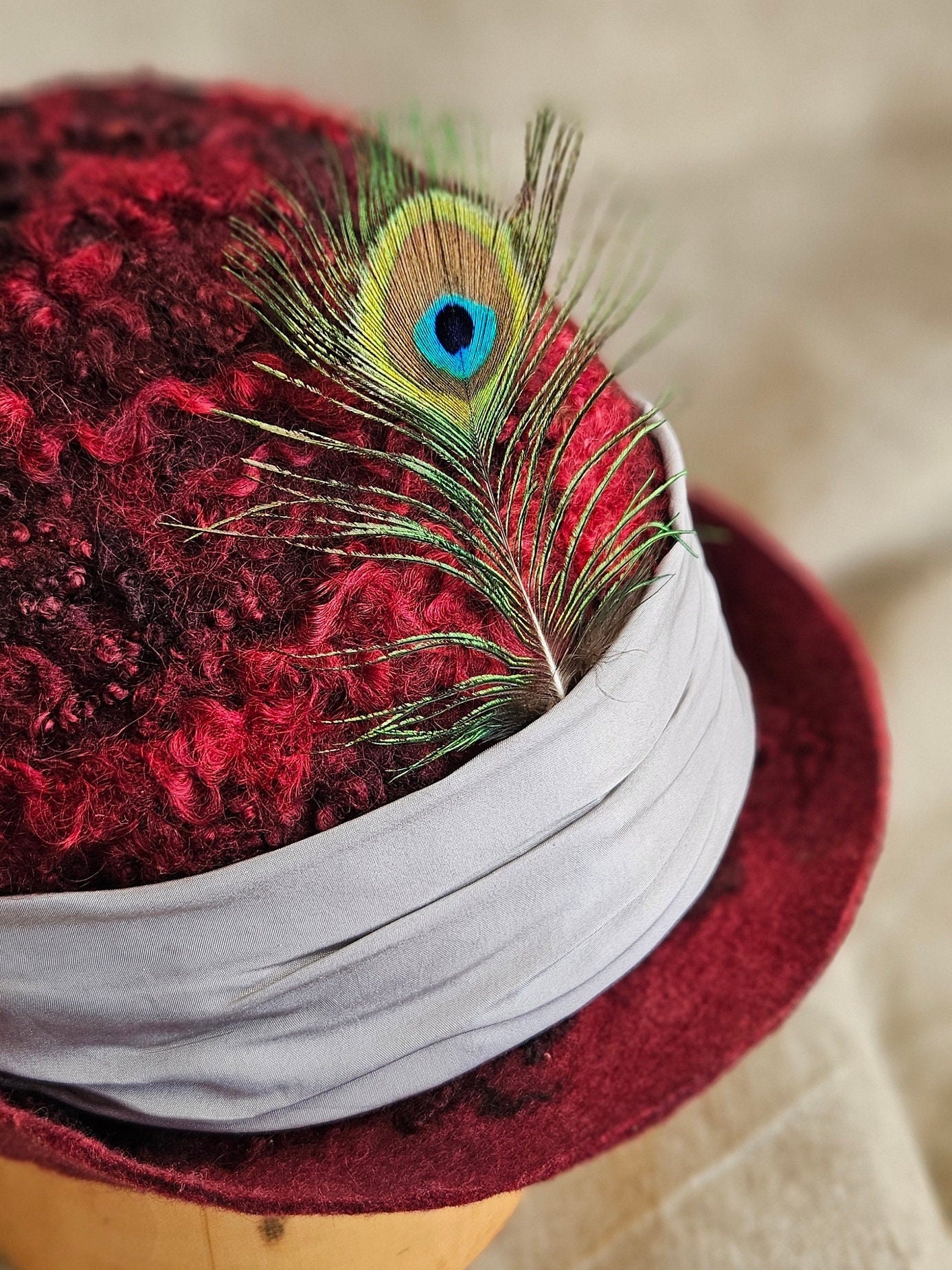 Unique felted hat Needle Felted Hat - Handmake Festival Fancy Hat | Halloween  main image 3