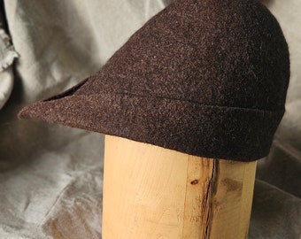 Medieval Hand Felted bycocket Robin Hood Hat