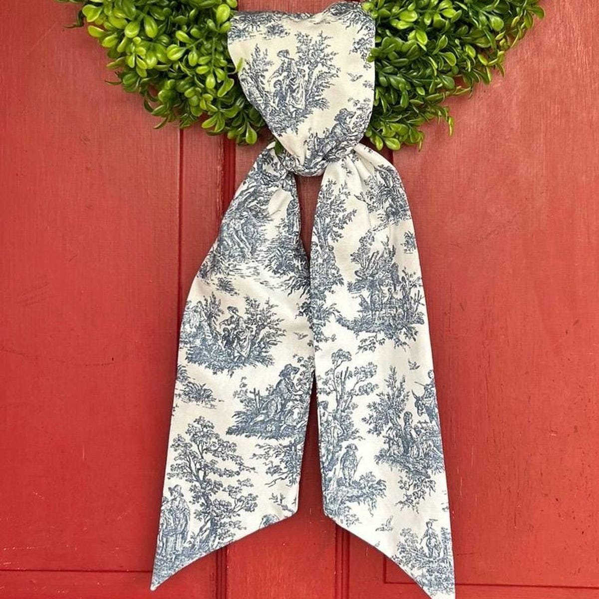 Navy Toile Wreath Sash