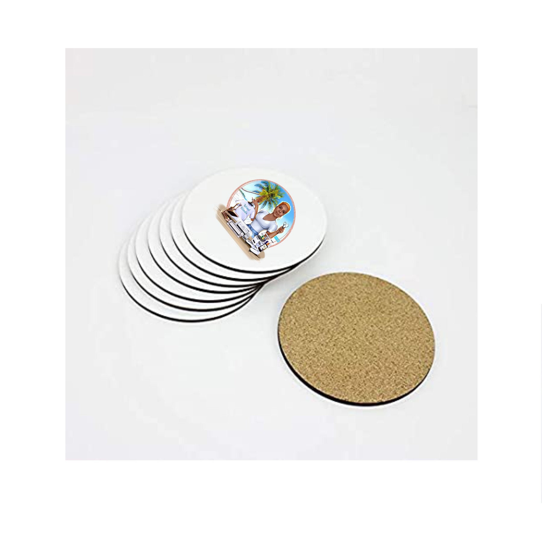 Jippedea Sublimation Blanks Drink Coasters,20 Pcs 3.5 inch MDF White Round Coasters for Crafts Painting Heat Transfer