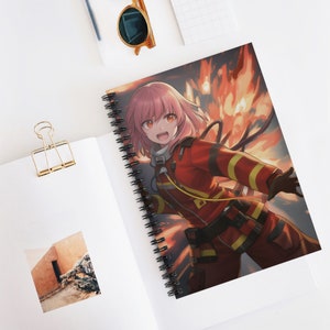 Anime Firefighter Notebook, Spiral Notebook Anime Girl, Aesthetic Notebook, School Daily Journal, Journal for Girls, Sister Gifts for Her