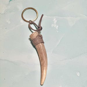 Leather Wrapped Antler Tip Keychain