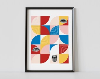 Gráfico abstracto imprimible, cartel de exposición, grado de arte, arte de pared minimalista, descarga instantánea