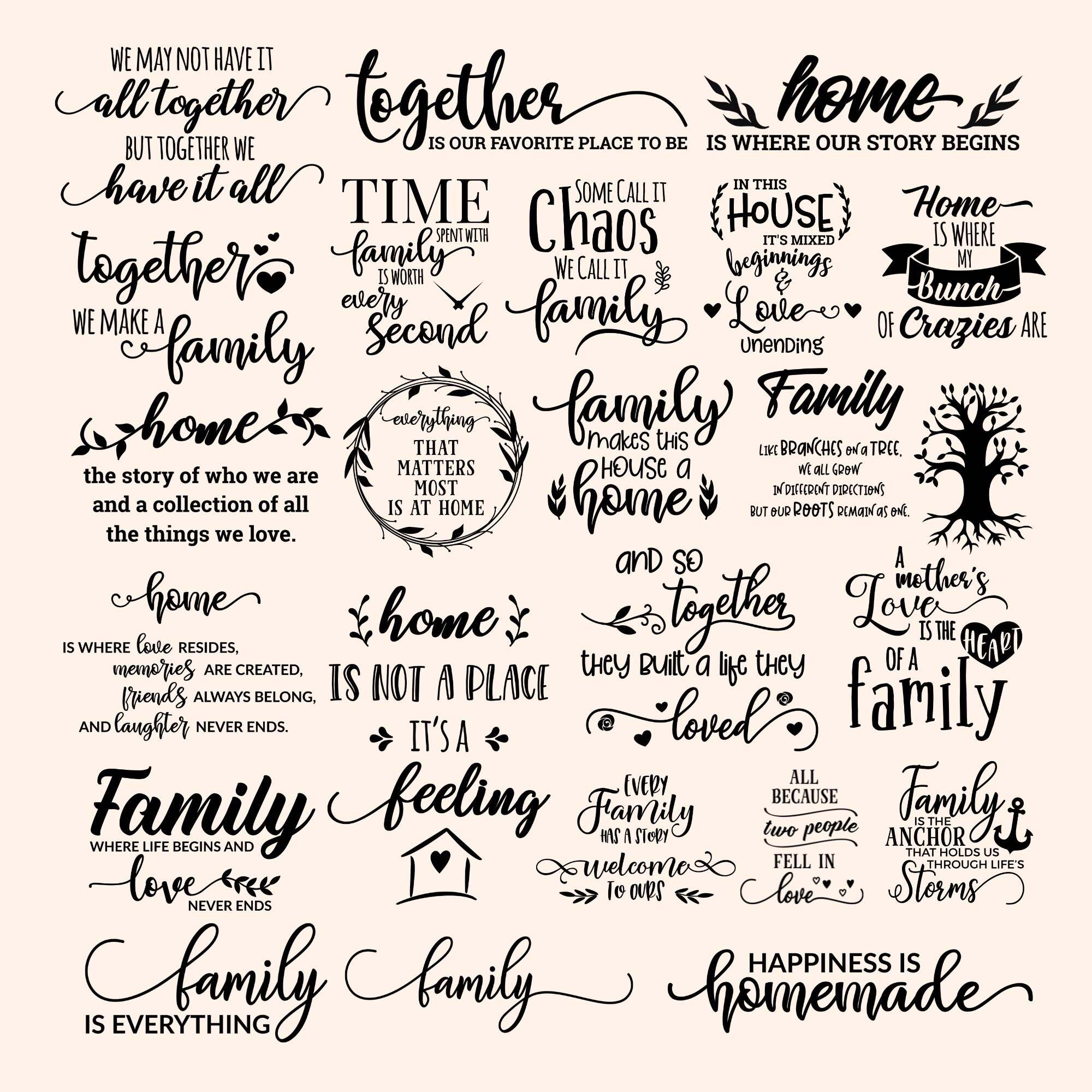 Family Quotes SVG Bundle Family Sign Home Decor Svg Cut - Etsy