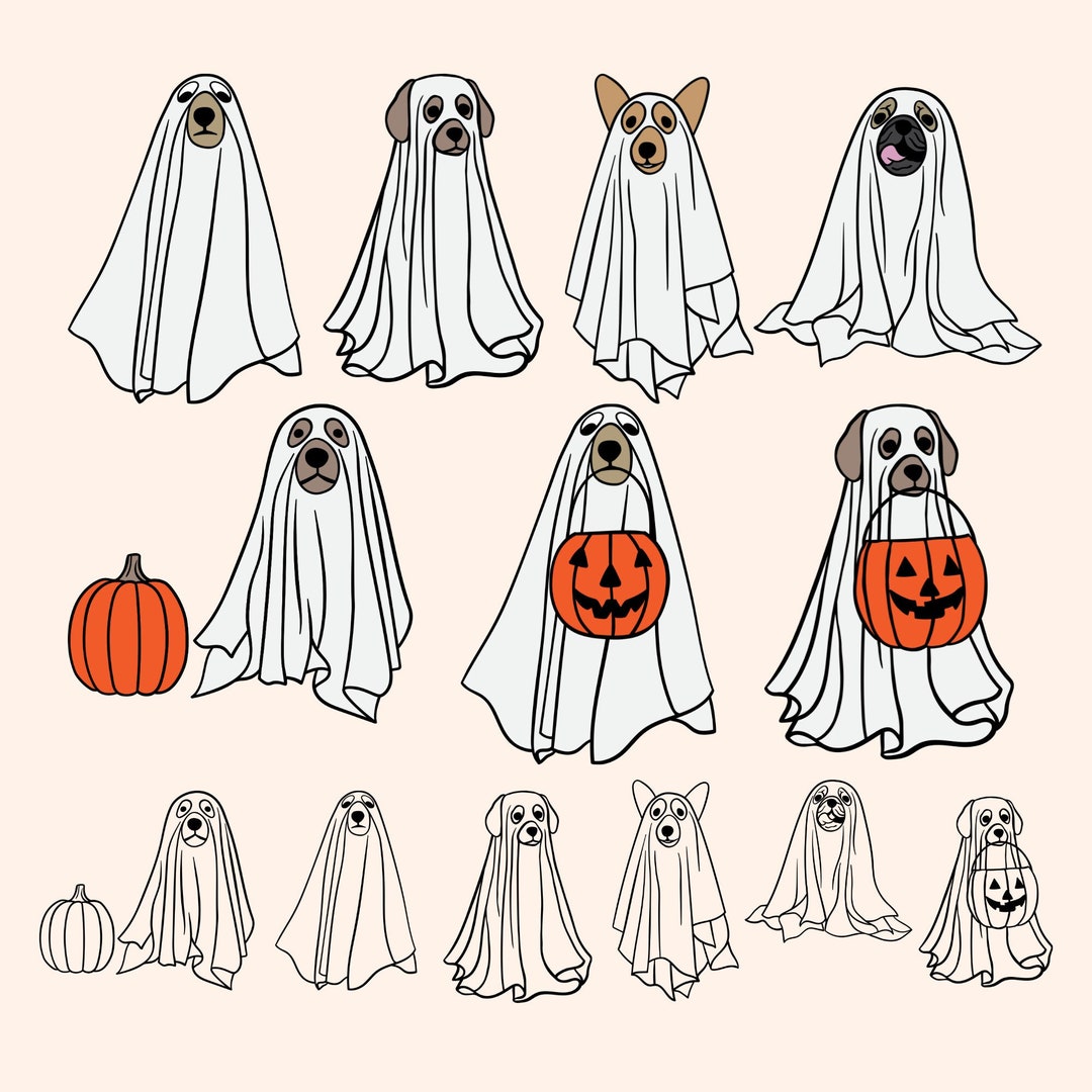 Cute Ghost Dogs SVG Ghost Dogs PNG Boo Svg Halloween Svg - Etsy México