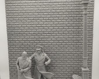 Blake en Mortimer-figuren | De scène met het gele merkteken | 3D-modelkit om te schilderen