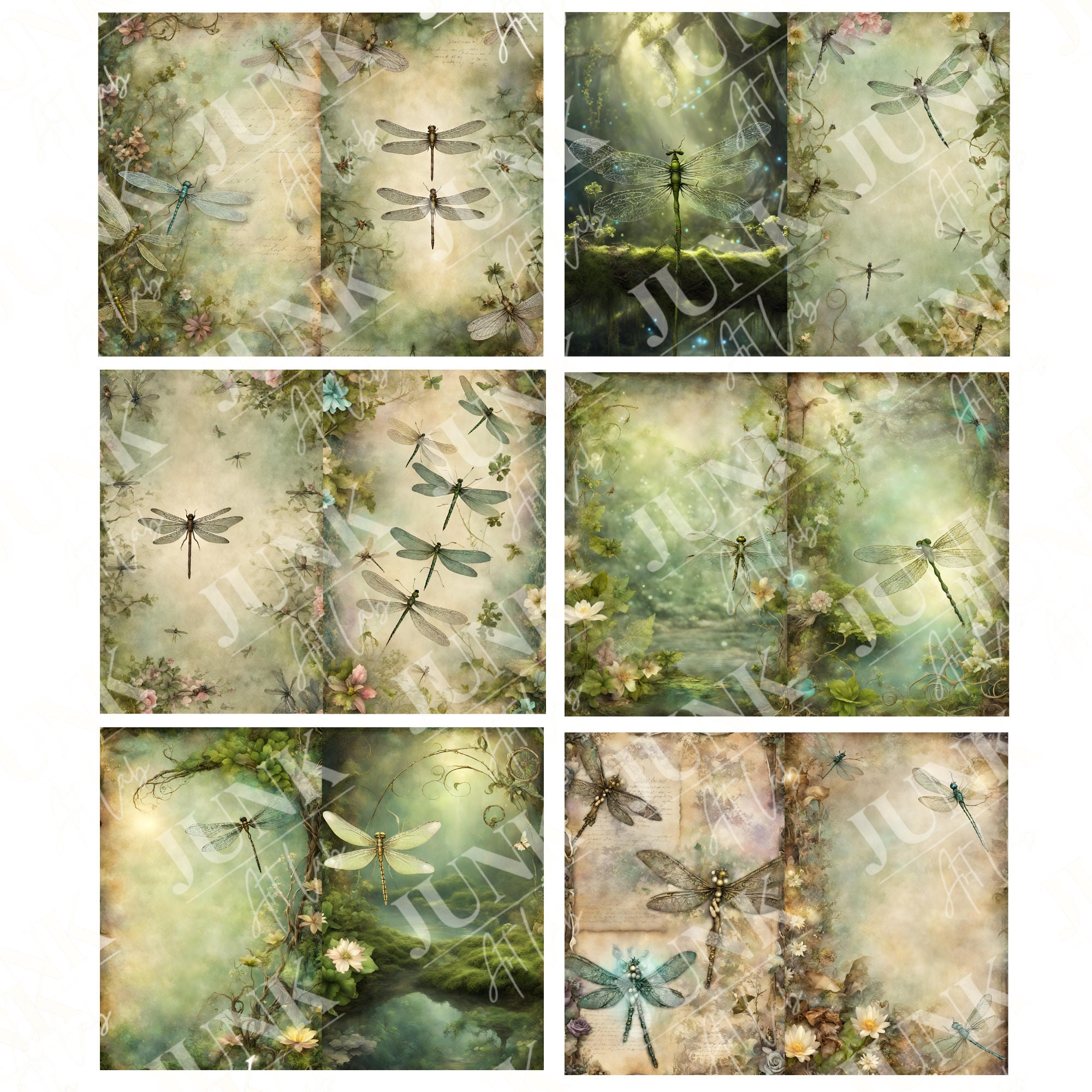 Dragonfly Junk Journal Pages, Printable Junk Journal Paper, Vintage ...