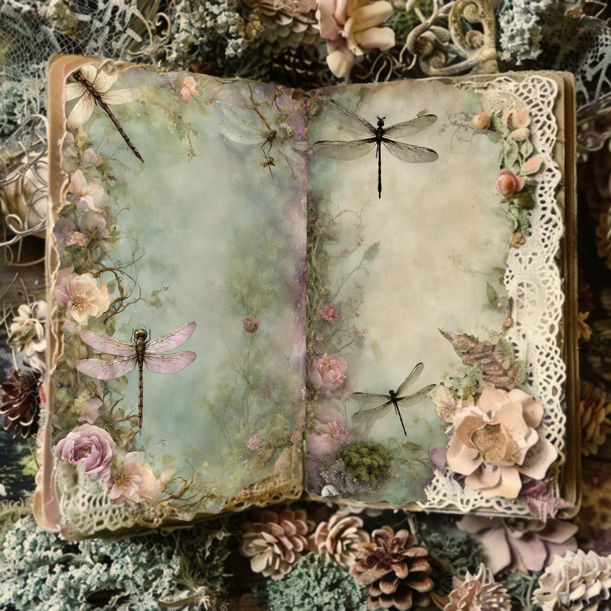 Dragonfly Junk Journal Pages, Printable Junk Journal Paper, Vintage ...
