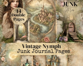 Vintage Nymph Junk Journal Pages, Shabby Papers, Paper, Ethereal, Printable, Digital Download