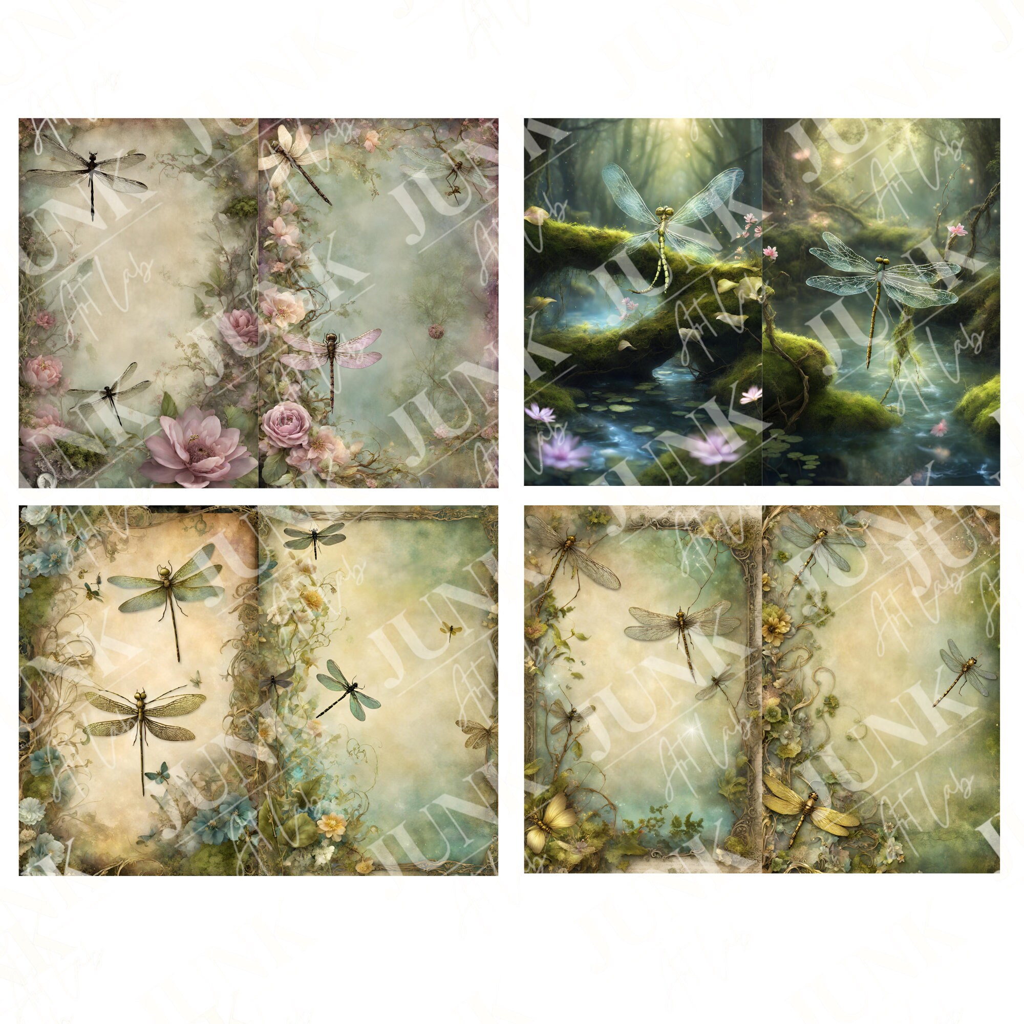 Dragonfly Junk Journal Pages, Printable Junk Journal Paper, Vintage ...