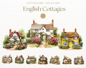 Englische Cottages Clipart, Aquarell Cottage, Cottagecore png, Countryside Clipart, Fairycore, Farmcore, englische Cottage Ästhetik, Vintage