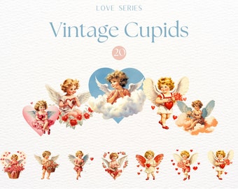 Valentines Cupid Clipart, Vintage Cupid Clipart, Cute Valentines Day Sublimation, Love Graphics PNG | Romantic Sublimation Designs