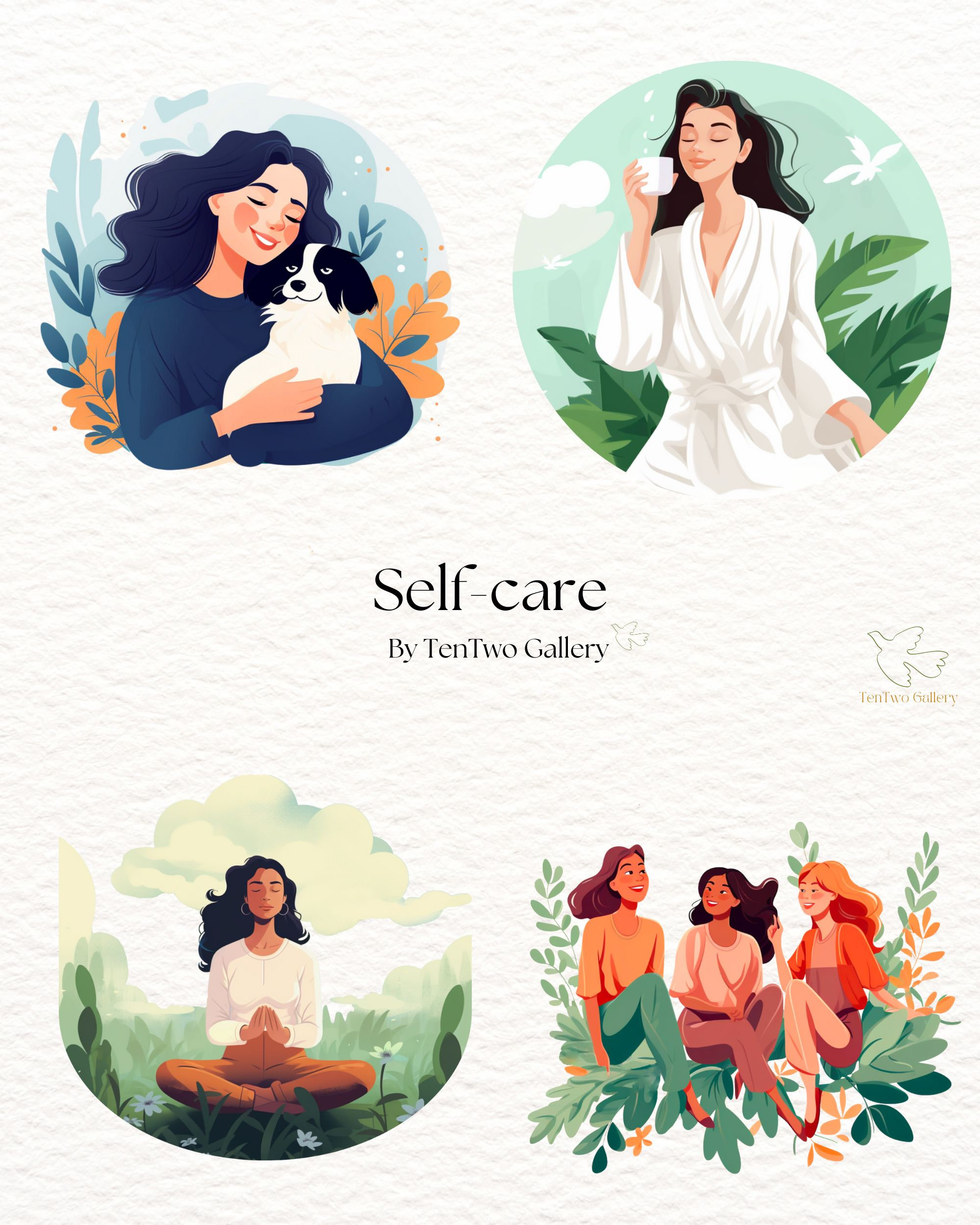 Self-care Clipart, Mindfulness Sublimation, Body Positivity Clipart