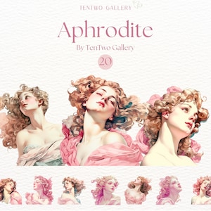 Vintage Aphrodite Clipart, Clipart déesse de l'amour, PNG de la mythologie grecque, graphiques romantiques de déesse, clipart éthéré, conceptions de Saint Valentin