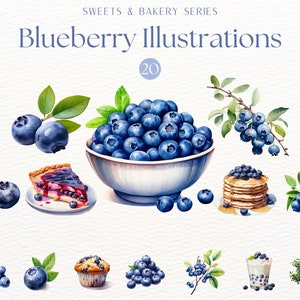 Blueberries Clipart, Blueberries Sublimation, Blueberry PNG, Blueberry Cake, Fruit Graphics, Summer Berry Clipart, Dessert Clipart, Culinary