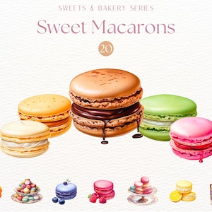 Macarons Clipart, Dessert Grafiken, Backen Clipart, Macaron PNG, französisches Gebäck Illustrationen, Luxus Dessert Sublimation, süße Leckereien