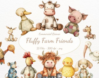 Nursery Farm Animal Clipart, Cute Baby Animals Graphics, Farm Animals Baby Shower, Farming Animals Sublimation, Cute Farm Animal PNG