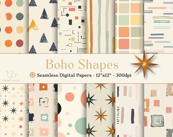 Carta digitale senza cuciture Boho, carta per album Boho stampabile, sfondi Boho, carta digitale per uso commerciale, modelli Boho, Boho carino