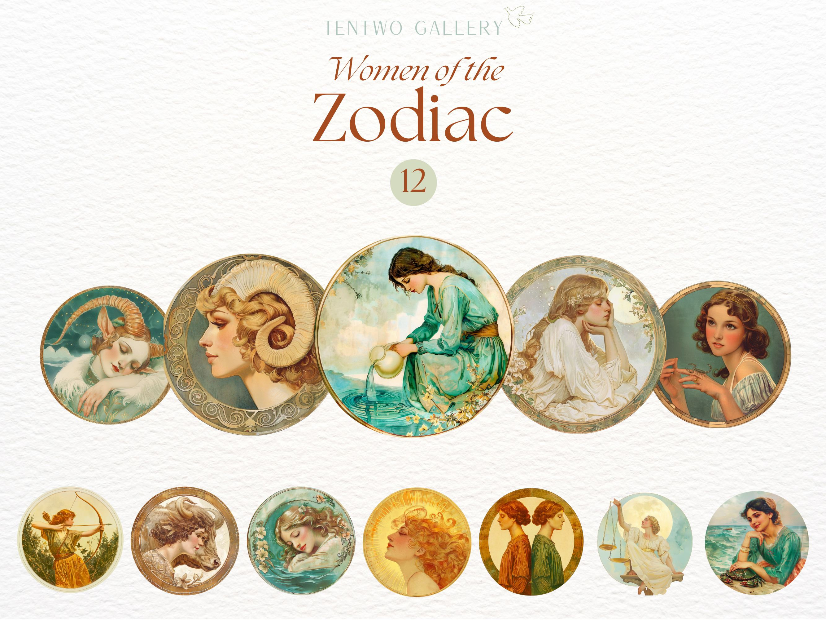 Zodiac Rphics Zodiac Signs Clipart, Women-themed Zodiac Graphics, Astrology Clipart ...