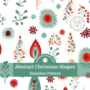 Christmas Seamless Pattern, Abstract Christmas Shapes, Christmas seamless file for fabric printing, Nursery pattern, digital download