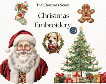 Weihnachten Stickerei Clipart Bundle | Kunststickerei Clipart | Weihnachtssublimation | Feiertagsgrafiken | Scrapbooking | Wintersaison