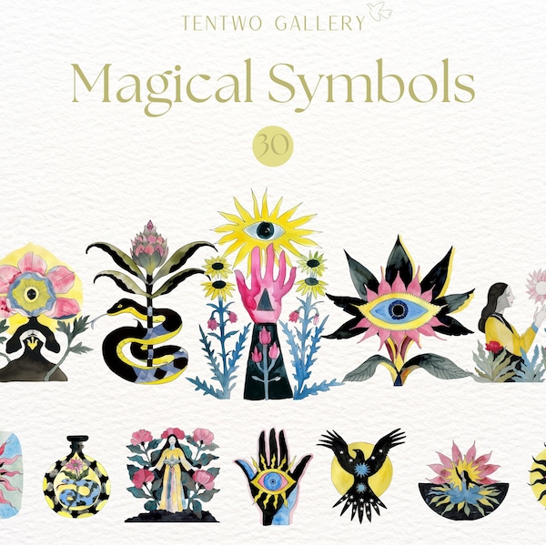 Magical Symbols Clipart, Symbolic Graphics, Mystical Designs, Rituals Clipart, Astrology, Zodiac, Dream Journal PNG, Meditation, Yoga