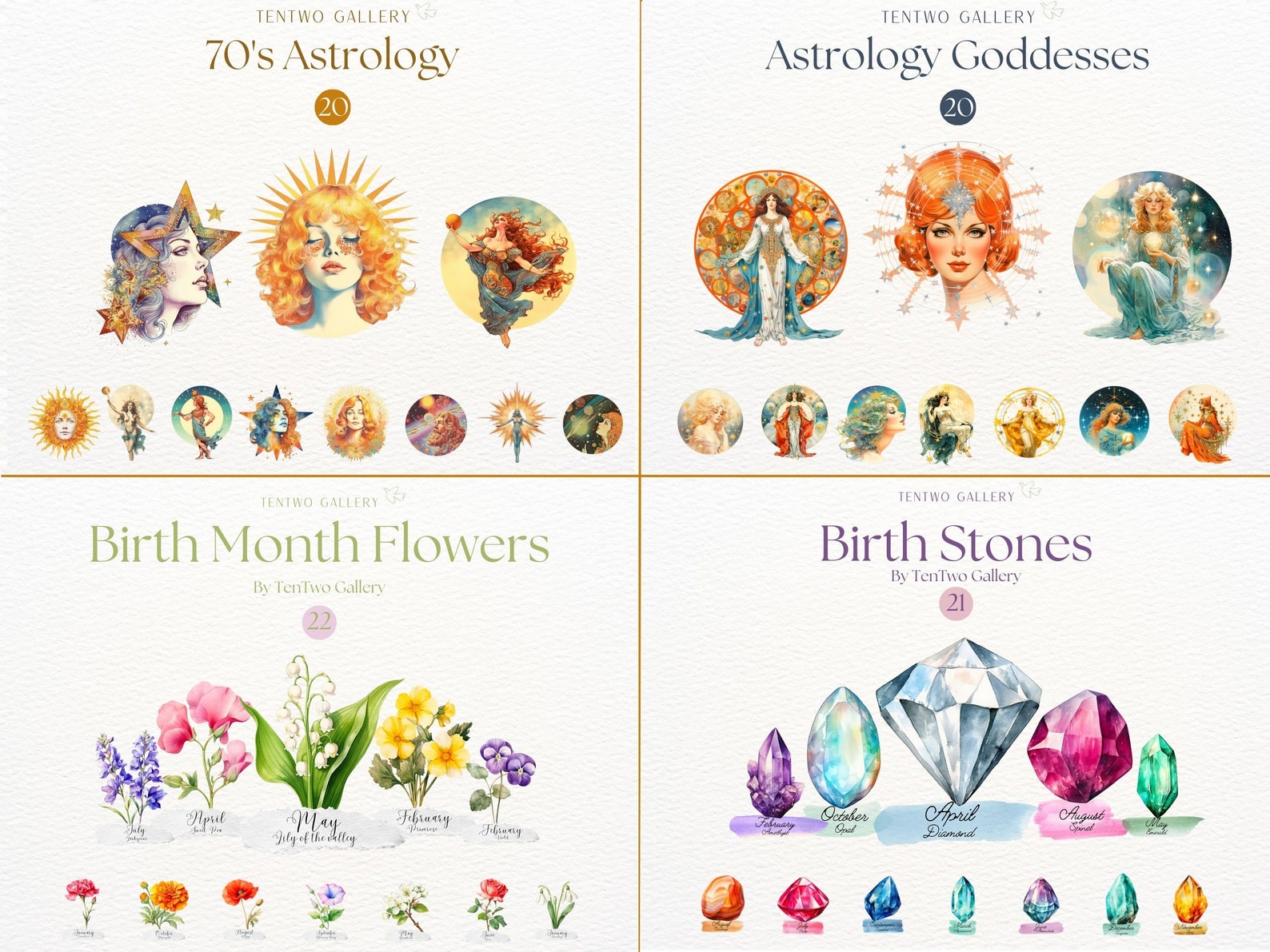 Astrology Collection, Zodiac Signs Clipart, Astrology Value Bundle ...