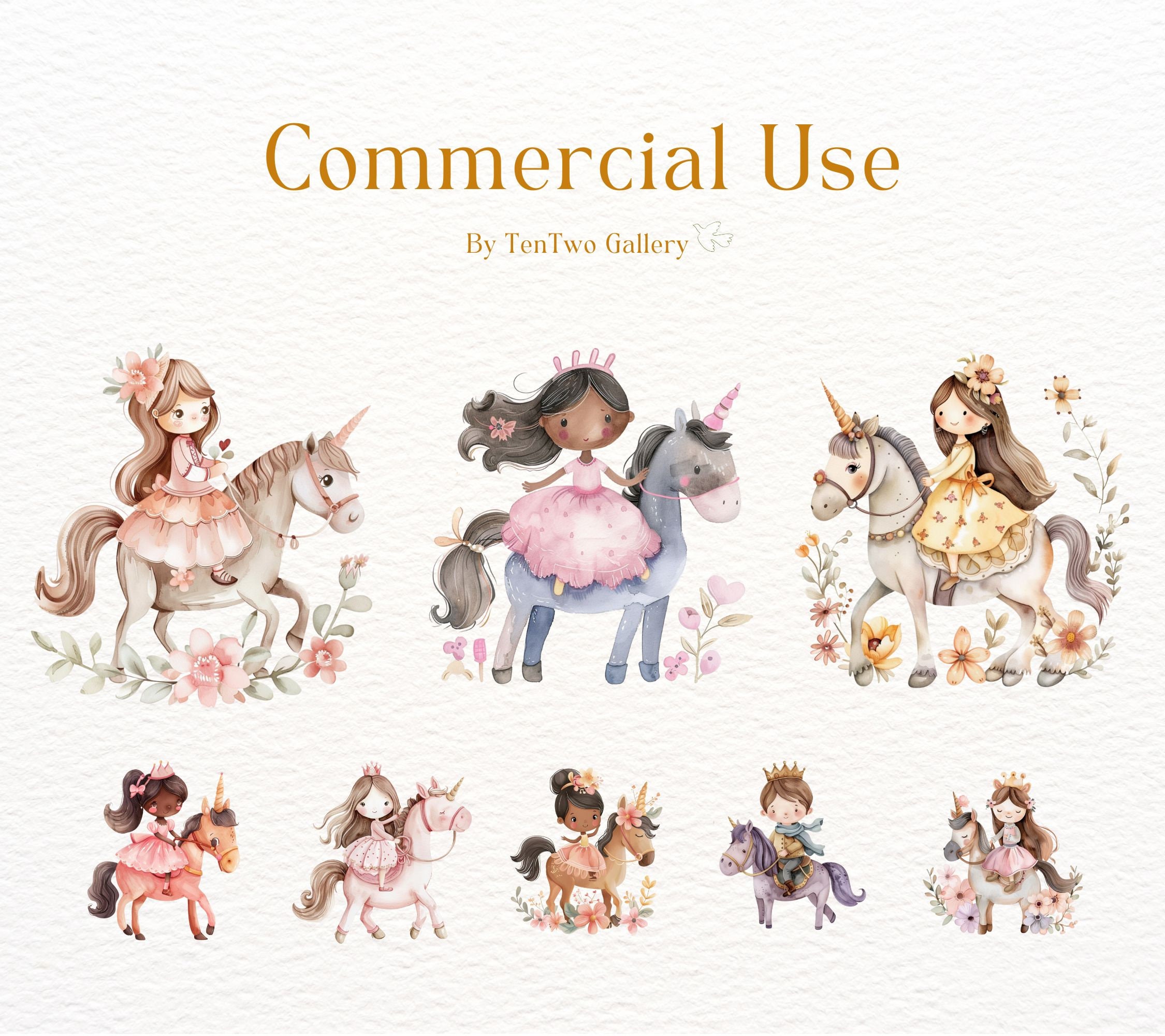 Pink Princess Watercolor Clipart Bundle, Nursery Fairytale Clipart ...